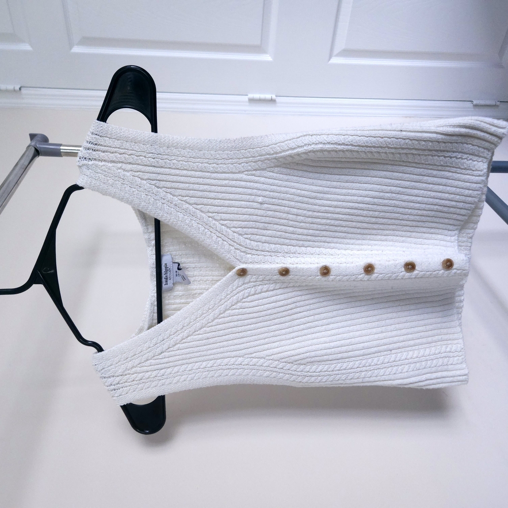 White Knit Button-Up Vest